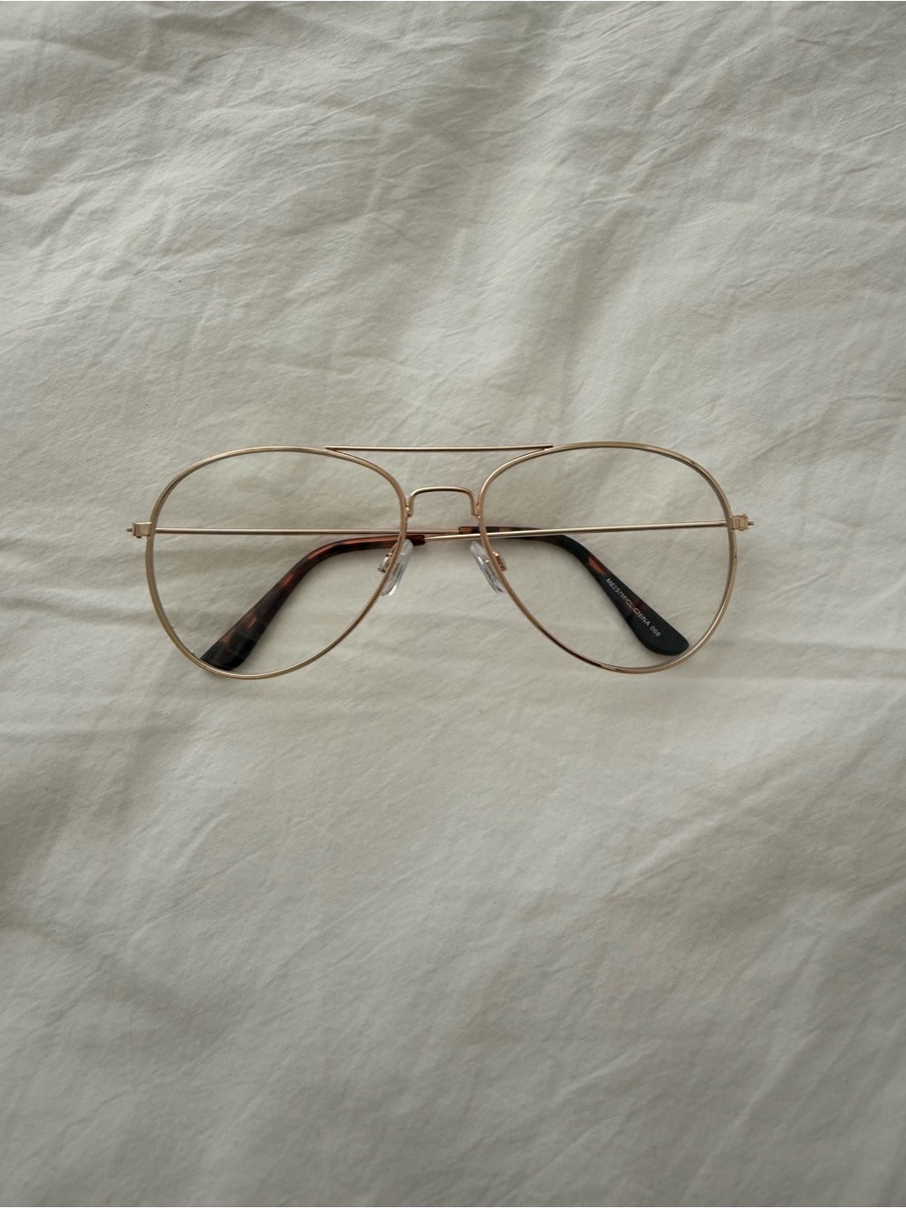 Gold Aviator Glasses with Tortoiseshell Temples